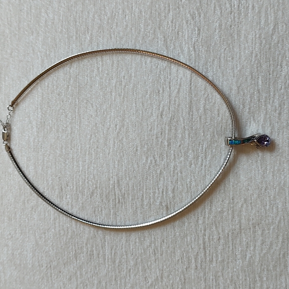 💲 SALE 💲⭐ Authentic SS Omega Chain AND Amethyst/Opal Pendant ⭐ - Picture 4 of 7